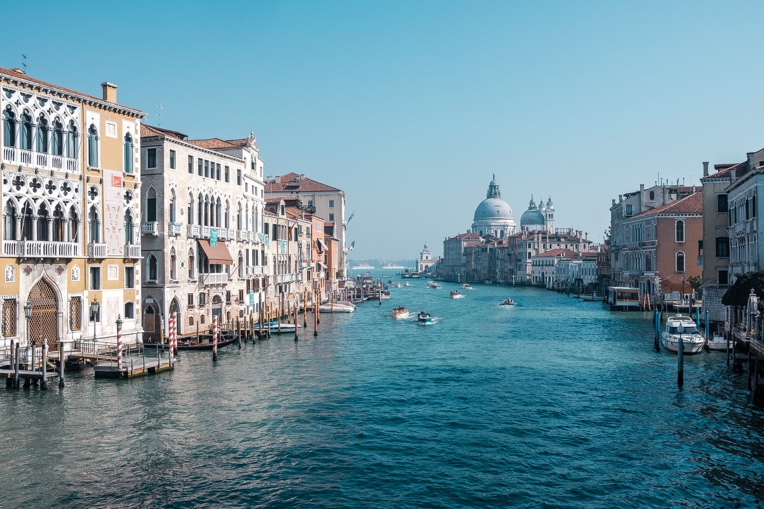 Canal in Europe with old buildings on either side