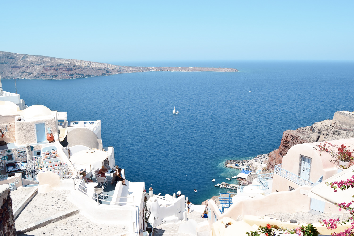 Old buildings in Greece overlooking the ocean